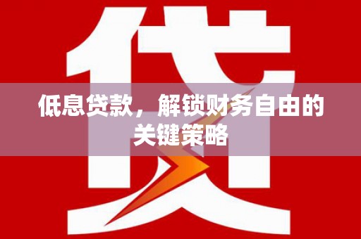 哈尔滨低息贷款，解锁财务自由的关键策略