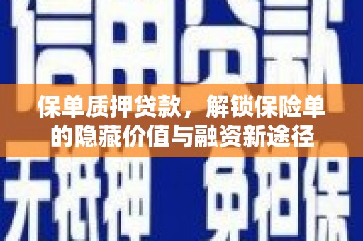 哈尔滨保单质押贷款，解锁保险单的隐藏价值与融资新途径