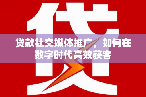 哈尔滨贷款社交媒体推广，如何在数字时代高效获客