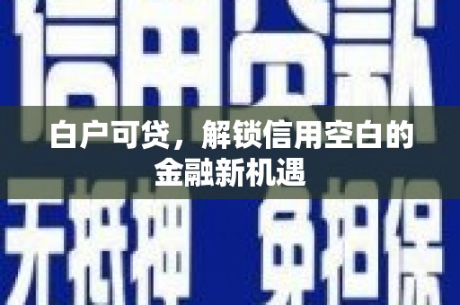 哈尔滨白户可贷，解锁信用空白的金融新机遇