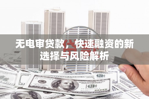 哈尔滨无电审贷款，快速融资的新选择与风险解析