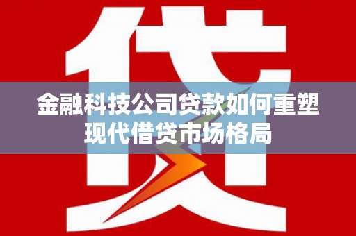 哈尔滨金融科技公司贷款如何重塑现代借贷市场格局