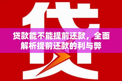 哈尔滨贷款能不能提前还款，全面解析提前还款的利与弊