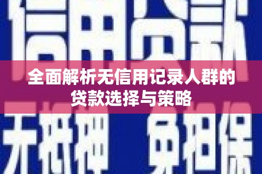 哈尔滨全面解析无信用记录人群的贷款选择与策略